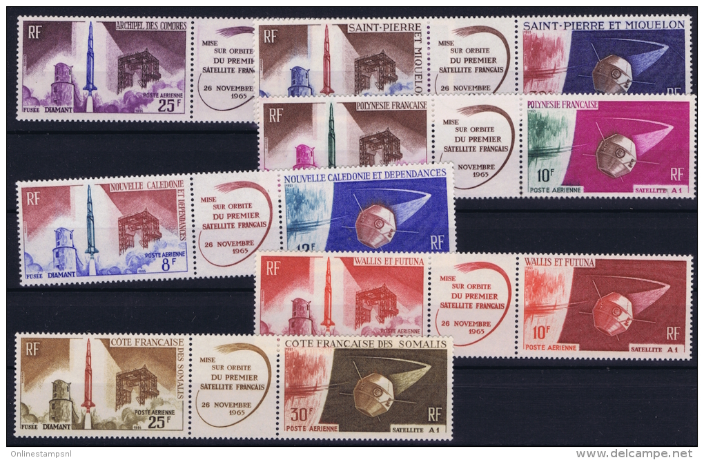 Colonies Francaises: 1er Satelite Françcais 6 X Triptyque MNH/**/postfrisch/neuf Part Set - Other & Unclassified