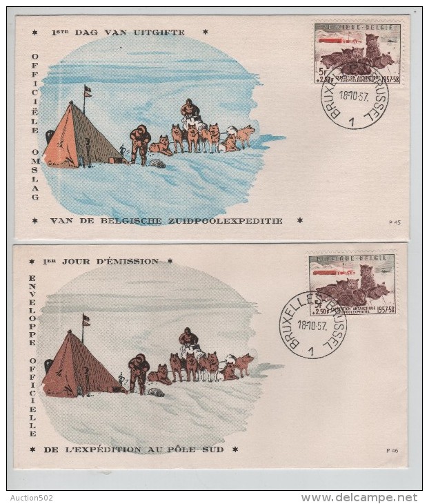 TP 1030 Diffrérence-verschil S/FDC 1er Jour D"Emission 1ste Dag Van Uitgifte C.BXL 18/10/1957 PR2619 - Expéditions Antarctiques