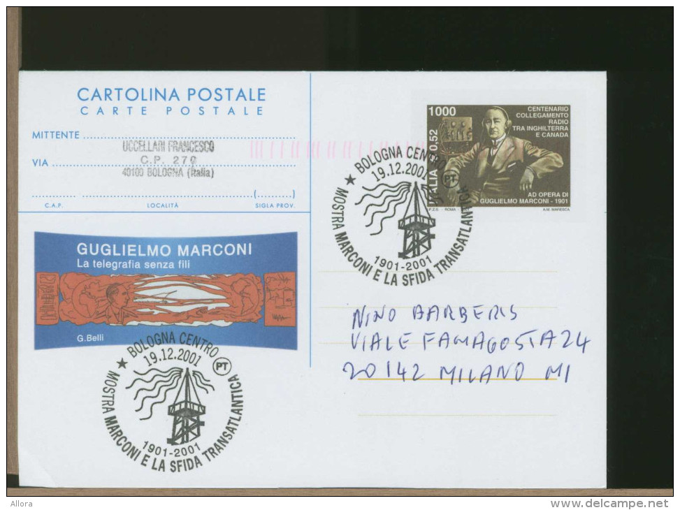 ITALIA - Intero Postale - BOLOGNA - GUGLIELMO MARCONI E LA SFIDA TRANSOCEANICA - TELEGRAFO  RADIO - Telecom