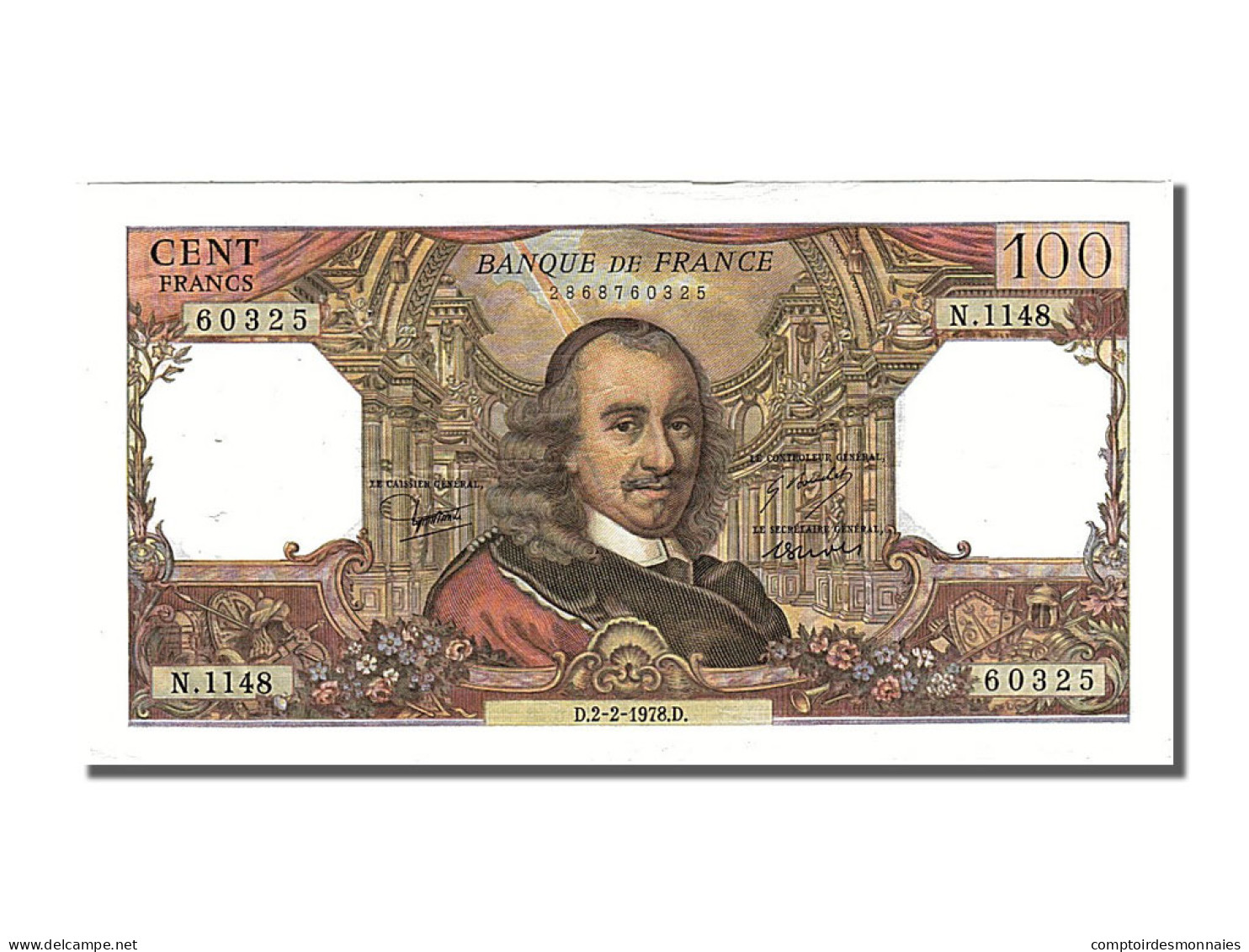 Billet, France, 100 Francs, 100 F 1964-1979 ''Corneille'', 1978, 1978-02-02 - 100 F 1964-1979 ''Corneille''