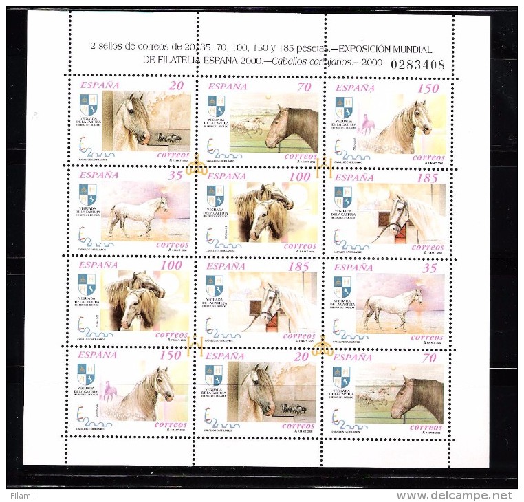 MINIPLIEGO DE ESPAÑA  Nº 69 CABALLOS 2000 ** - Full Sheets