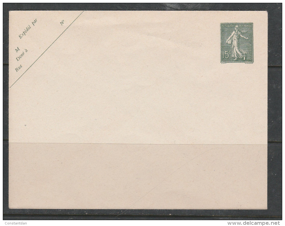 FRANCE ENTIER POSTAL ENVELOPPE 15C VERT MENTION DE L'EXPIDITEUR 4 LGNES DATE 943 NEUF TRES BEAU - Overprinter Postcards (before 1995)