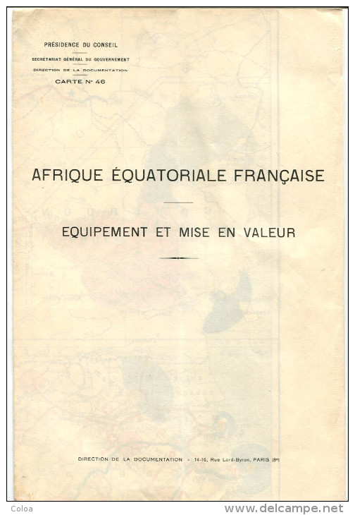 Afrique équatoriale Française Carte équipement Et Mise En Valeur - Carte Geographique