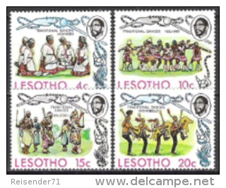 Lesotho Basutoland 1975 Kultur Brauchtum Folkore Volkstänze Tanzen Tänze Kleidung Kostüme Traditionen, Mi. 191-4 ** - Lesotho (1966-...)