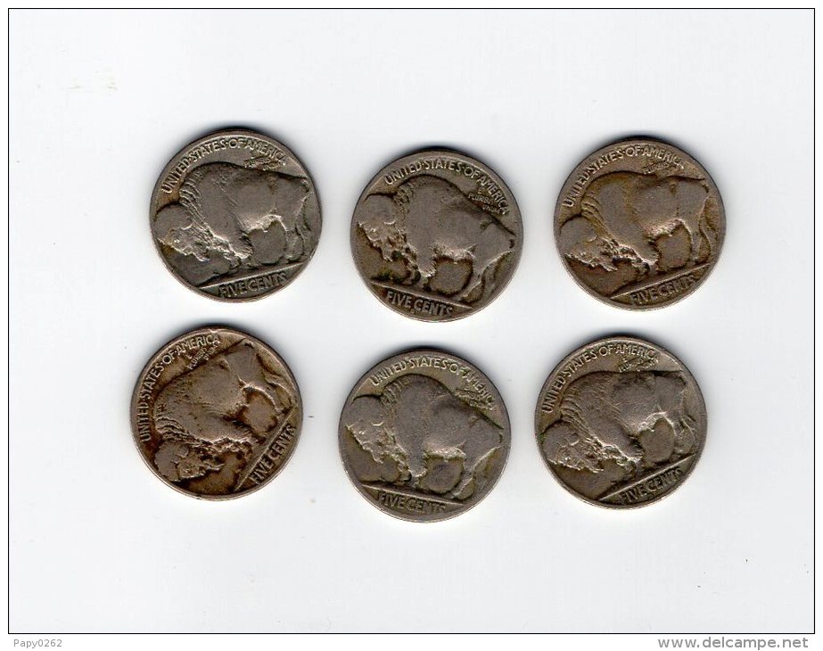 854 I ) USA - LOT DE 6  PIECES DE FIVE CENTS (BISON ET TETE D'INDIEN) - Autres – Amérique