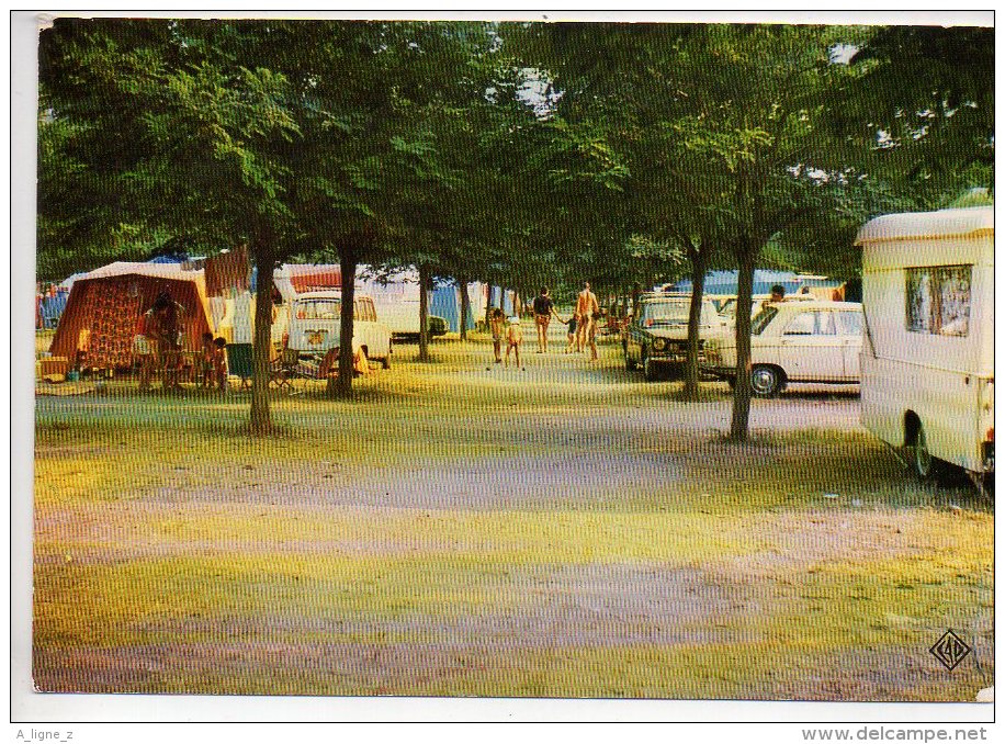 REF 239 : CPSM 07 Ruoms à Vallon Pont D'arc Camping Europ Vue Intérieure Du Camp Simca Caravane Peugeot 204 - Autres & Non Classés