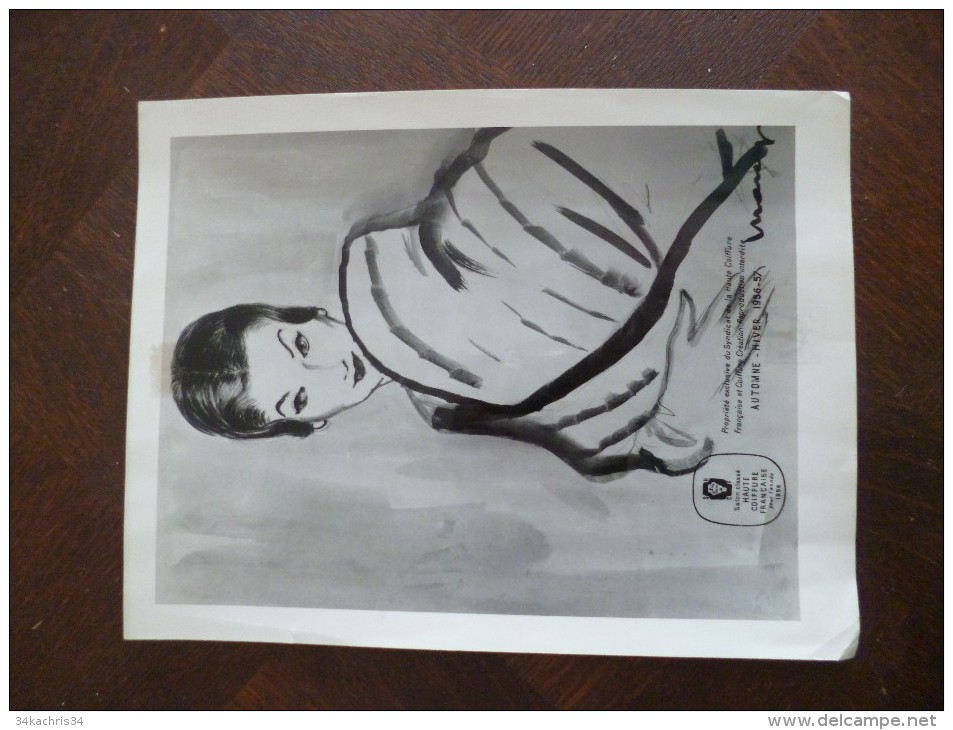 Publicité Haute Coiffure Française Automne Hiver 1956/57 Femme Illustrateur Maria? 18.5 X 26 - Non Classificati