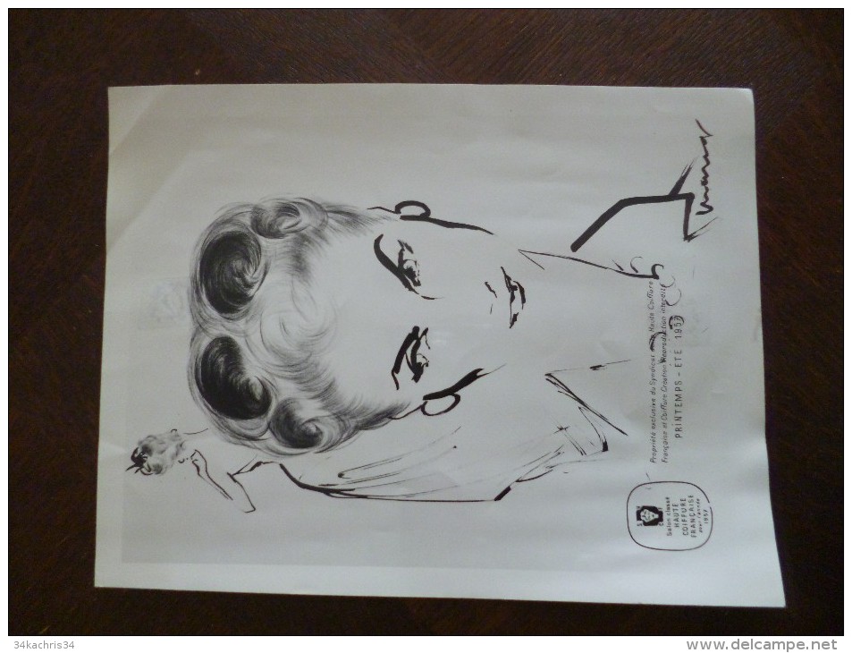 Publicité Haute Coiffure Française été 1957 Femme Illustrateur Maria? 18.5 X 26 - Sin Clasificación
