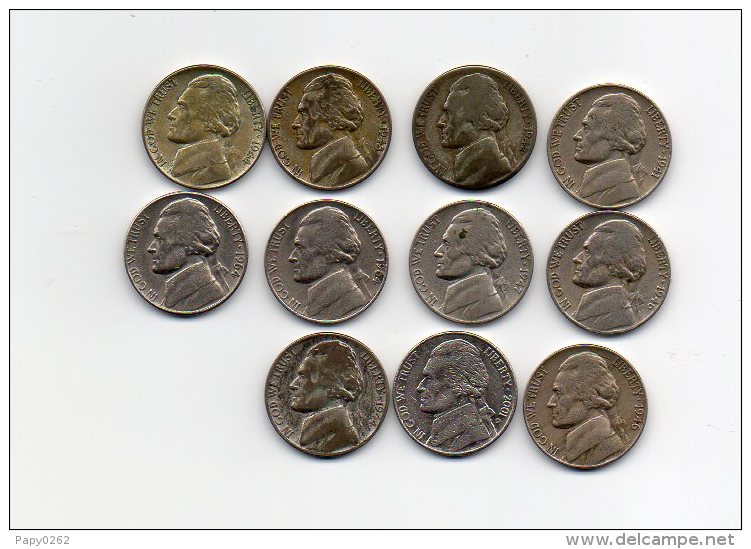 860 I ) USA - LOT DE 11  PIECES DE FIVE CENTS - Otros – América