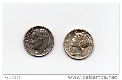 862 I ) USA - LOT DE 2  PIECES DE ONE DIME - 1945- 1965 - Autres – Amérique