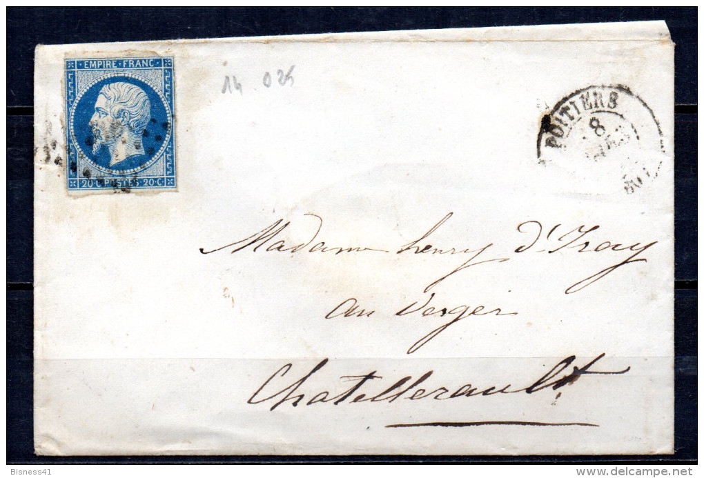 1/ France N° 14 Napoléon III Oblitéré Sur Lettre   , Cote : ?,00 € - 1853-1860 Napoleon III