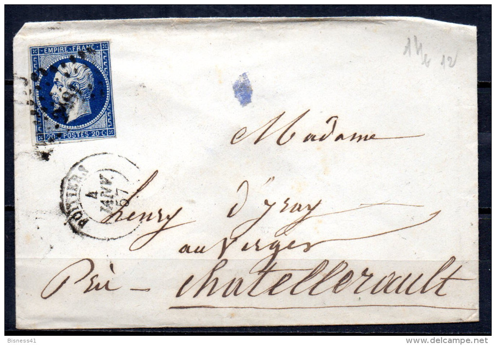 1/ France N° 14 Napoléon III Oblitéré Sur Lettre   , Cote : ?,00 € - 1853-1860 Napoleon III