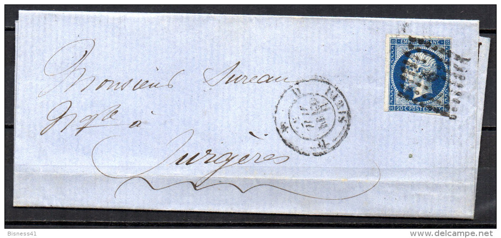 1/ France N° 14 Napoléon III Oblitéré Sur Lettre   , Cote : ?,00 € - 1853-1860 Napoleon III