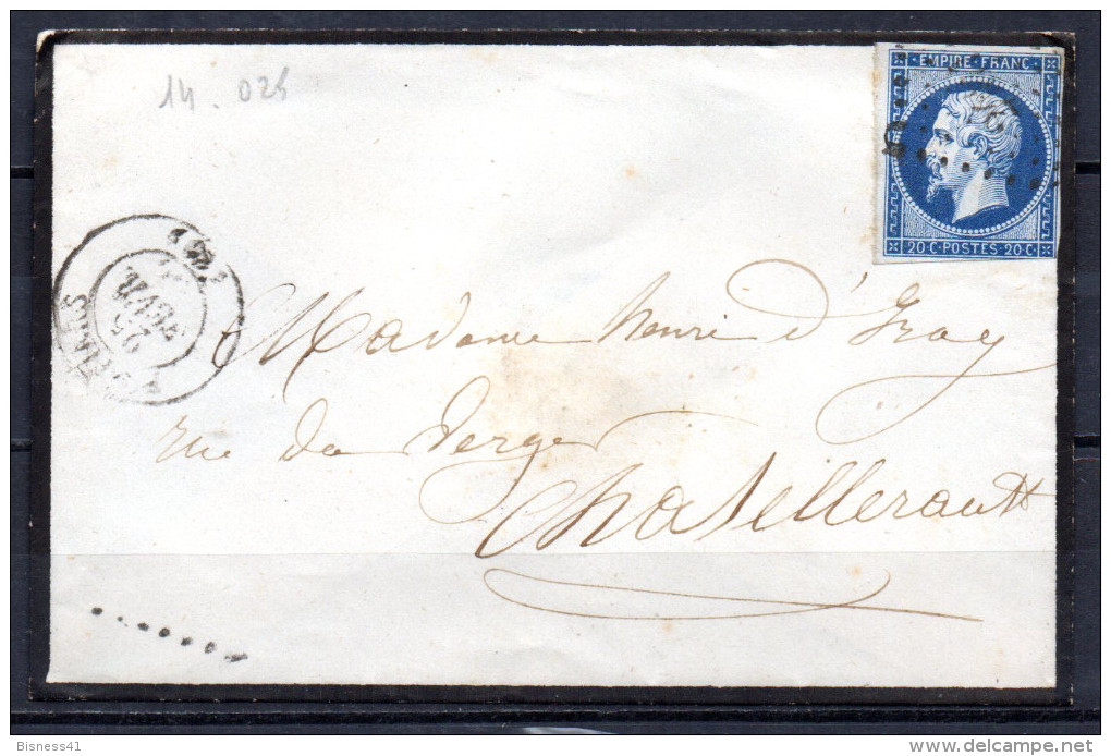 1/ France N° 14 Napoléon III Oblitéré Sur Lettre   , Cote : ?,00 € - 1853-1860 Napoléon III