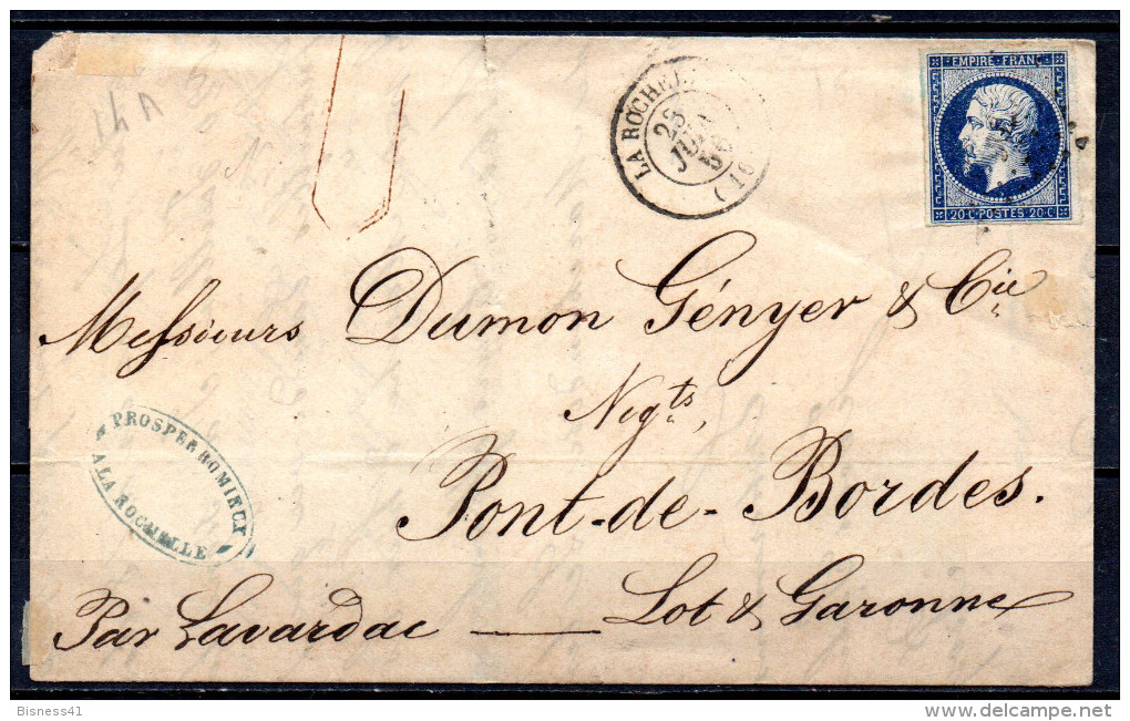 1/ France N° 14 Napoléon III Oblitéré Sur Lettre   , Cote : ?,00 € - 1853-1860 Napoléon III.