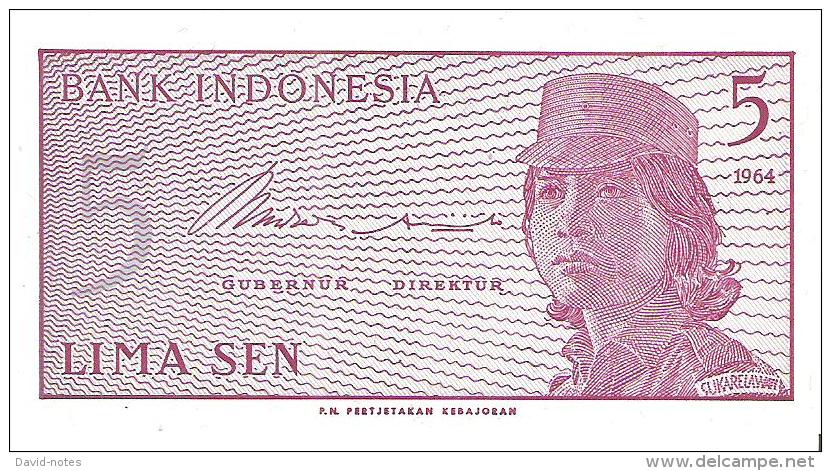 Indonesia - Pick 91 - 5 Sen 1964 - Unc - Indonésie