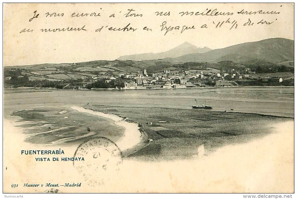 Cpa ESPAGNE - FUENTERRABIA - Vista De Hendaya - Guipúzcoa (San Sebastián)