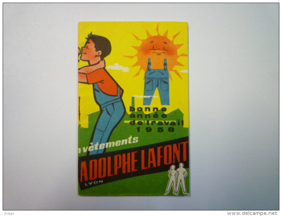 Petit Calendrier  PUB  " Vêtements Adolphe LAFFONT "  1958  (format 6.5 X 10.5 Cm) - Klein Formaat: 1941-60
