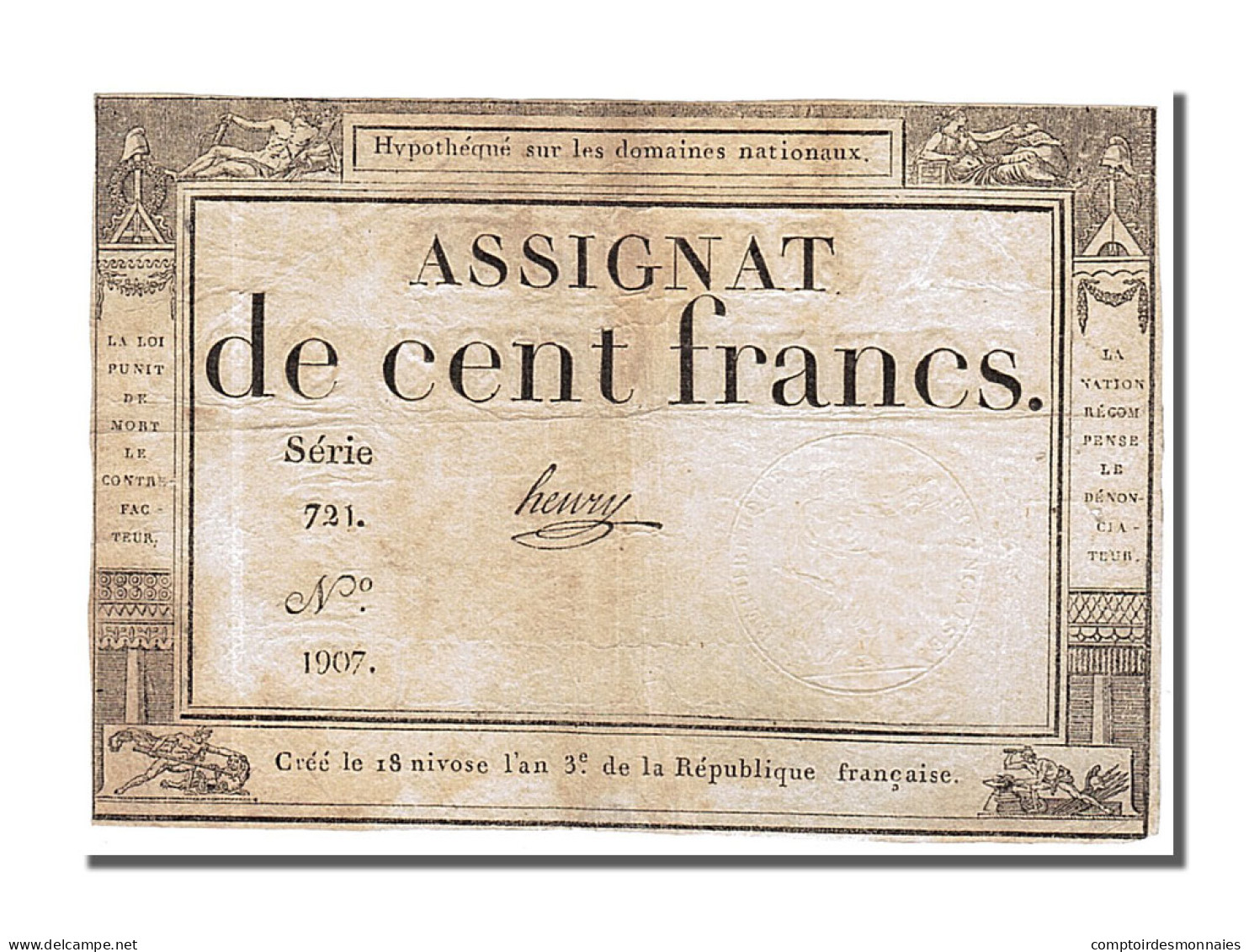 Billet, France, 100 Francs, 1795, Henry, TTB, KM:A78, Lafaurie:173 - Assignats