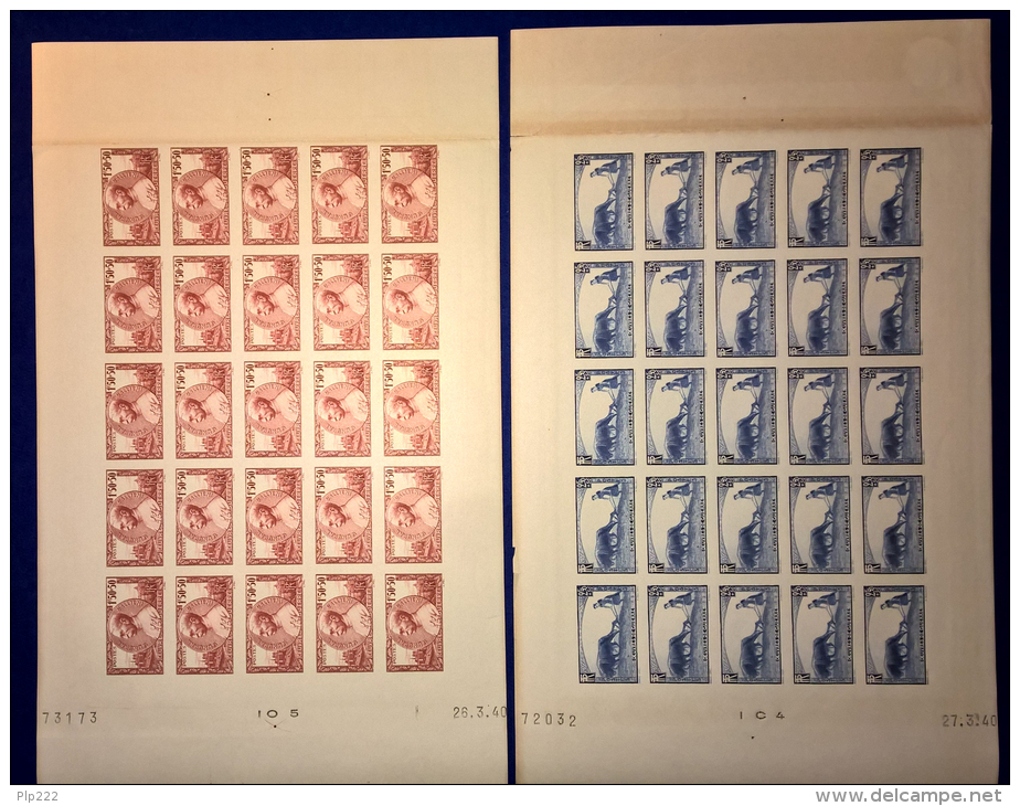 Francia 1940 Complete Set In Sheets Of 25 Not Perf Unif.454/57 **/MNH VF/F - Unclassified