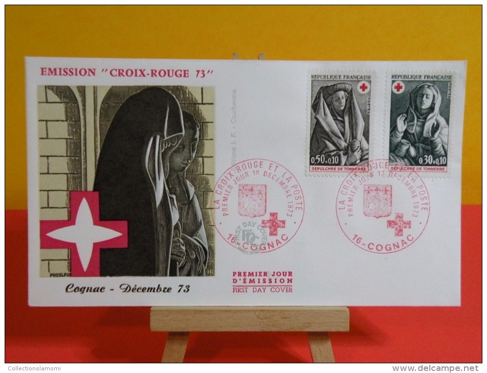 FDC- Croix Rouge Et La Poste - 16 Cognac - 1.12.1975 - 1er Jour, - 1970-1979