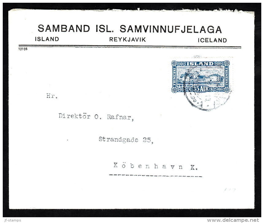 1925. Views And Buildings. 35 Aur Blue On Cover To Köbenhavn.  (Michel: 117) - JF500406 - Lettres & Documents