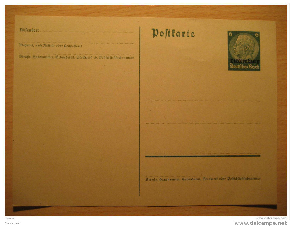 LUXEMBOURG German Occupation Hindenburg Overprinted Postal Stationery Third Reich Deutsches Reich Germany - 1940-1944 German Occupation