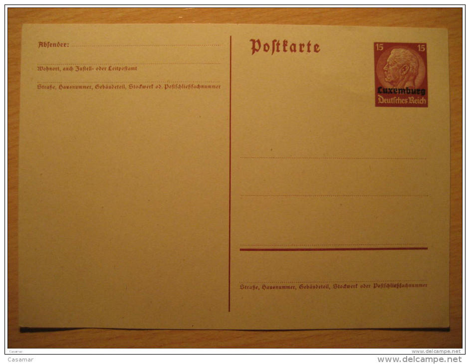 LUXEMBOURG German Occupation Hindenburg Overprinted Postal Stationery Third Reich Deutsches Reich Germany - 1940-1944 German Occupation