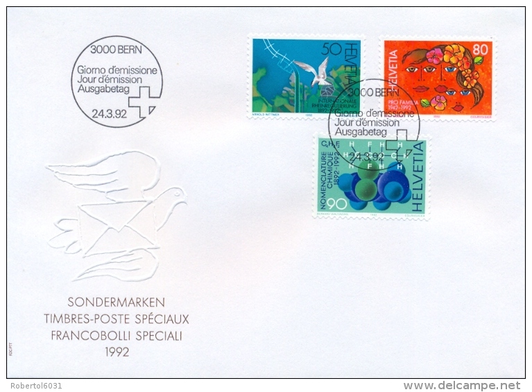 Switzerland 1992 FDC Rhine River - Pro Familia - Chemical Nomenclature - FDC