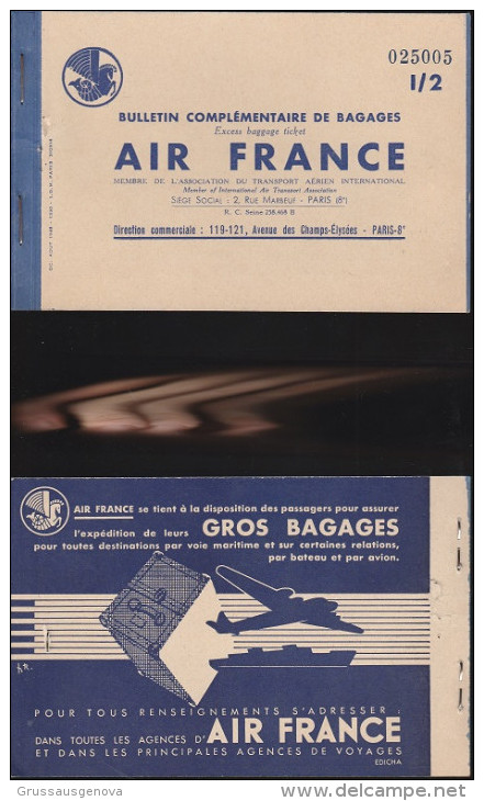 DOC2) AIR FRANCE BULLETTIN DE BAGAGES 1953 CIRCA LITTLE HOLES STAPPLED - Tickets