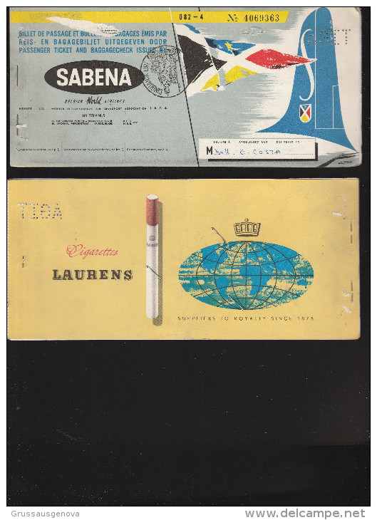 DOC2) SABENA BIGLIETTO PASSEGGERO E BAGAGLIO PASSENGER TICKET AND BAGGAGE CHECK 1951 - Tickets