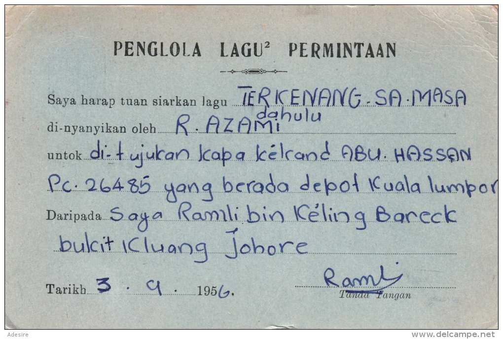 MALAYA 1956 - 6 C Auf Pk Stempel KLUANG > KUALA LUMPUR - Indonesien