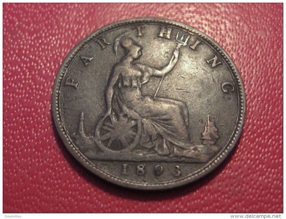 Grande-Bretagne - UK - Farthing 1893 Victoria 3852 - B. 1 Farthing