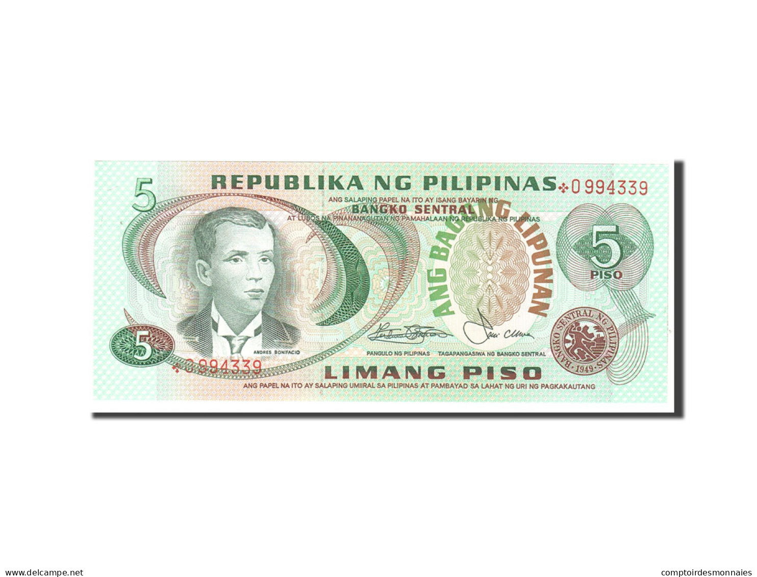 Billet, Philippines, 5 Piso, 1978, Undated, KM:160c, NEUF - Philippines