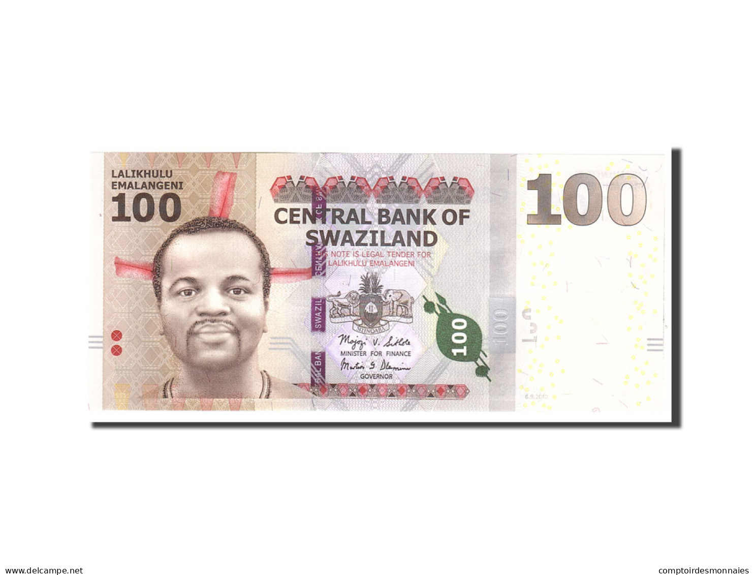 Billet, Swaziland, 100 Emalangeni, 2010, 2010-09-06, KM:39a, NEUF - Swaziland