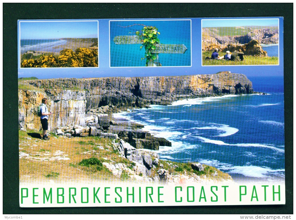 WALES  -  Pembrokeshire Coast Path  Mult View  Used Postcard As Scans - Pembrokeshire