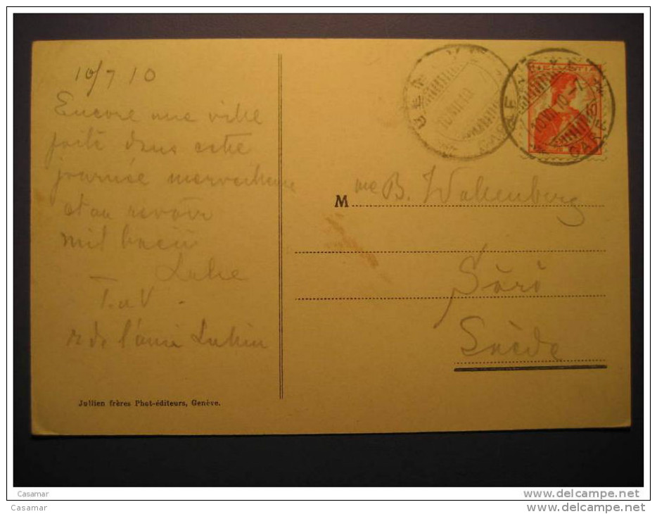 Geneve 1913 To Sari Sweden On Quai Du Mont-Blanc Mountain Mountains Post Card - Briefe U. Dokumente