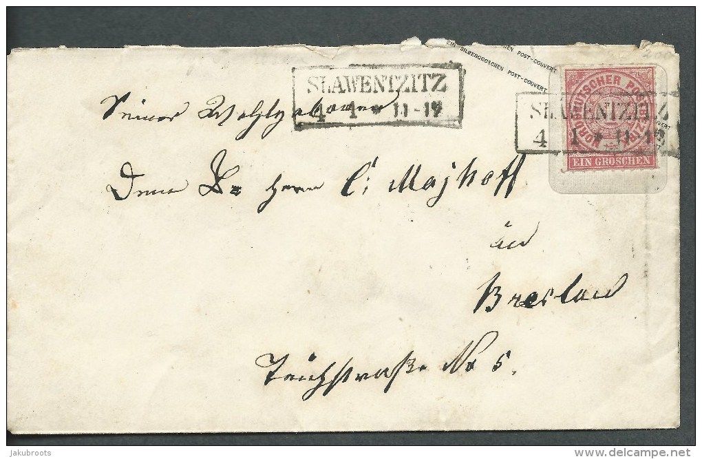 1868 .COVER, NORTH  GERMAN CONF. BRESLAU -- SLAWENTZITZ -WITH 1 GROS. STAMP - ...-1860 Vorphilatelie