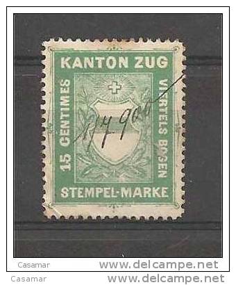 Canton Zug Stempel Marke 15c - Fiscaux