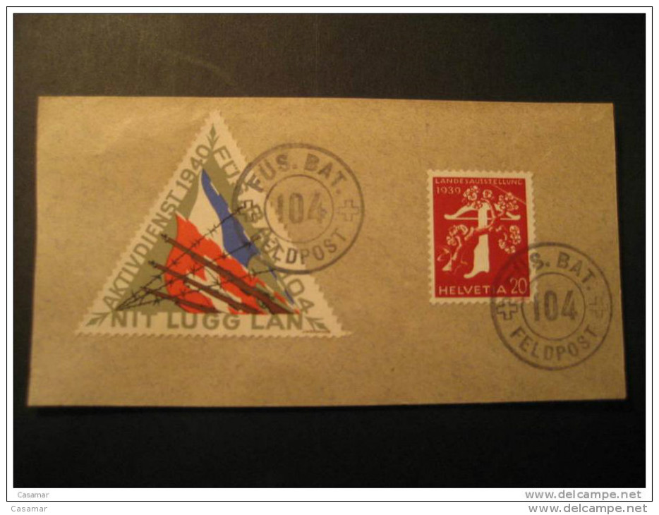 Fus Bat 104 Nit Lugg Lan FELDPOST 1940 Plus1939 Militar Stamp On Piece - Abstempelungen