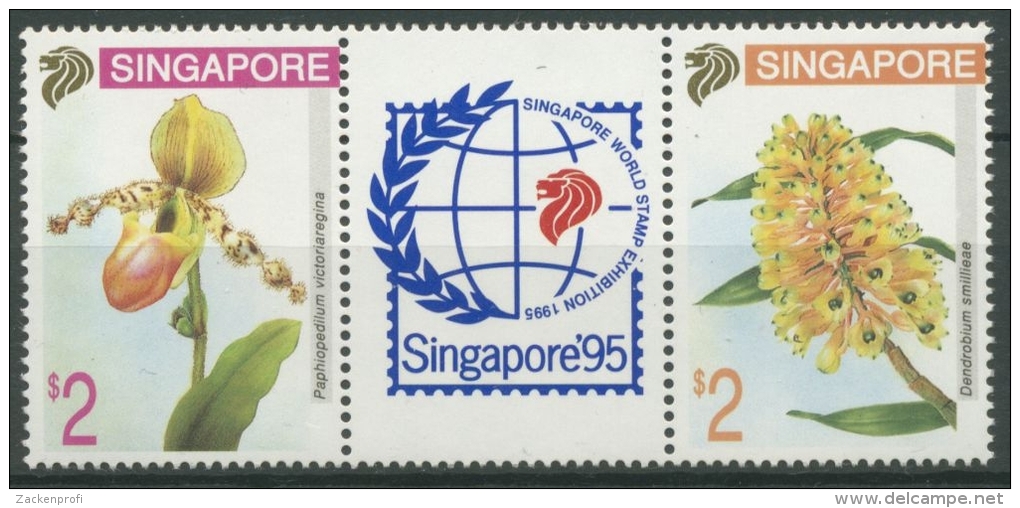 Singapur 1994 Orchideen SINGAPORE'95 Dreierstreifen 718/19 ZD Postfrisch - Singapore (1959-...)