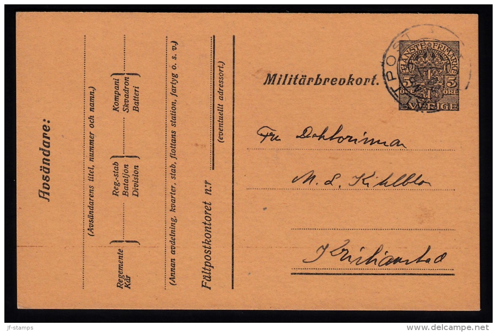 1918. Militärbrevkort 5 øre FÄLTPOST 30.9.18.  (Michel: ) - JF500655 - Militaires