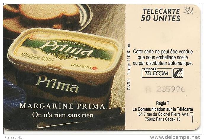 CARTE°-PUCE-PRIVEE-PUBLIC- 50U-EN321-SO3-03/92-MARGARINE PRIMA-R°Mat-UTILISE-TBE - 50 Einheiten