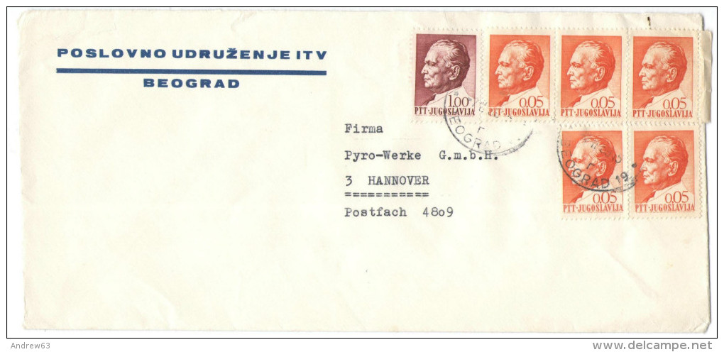 JUGOSLAVIA - Yugoslavia - YOUGOSLAVIE - JUGOSLAVIJA - 1969 - 0,05 X 5 + 1,00 - Viaggiata Da Beograd Per Hannover, Ger... - Storia Postale