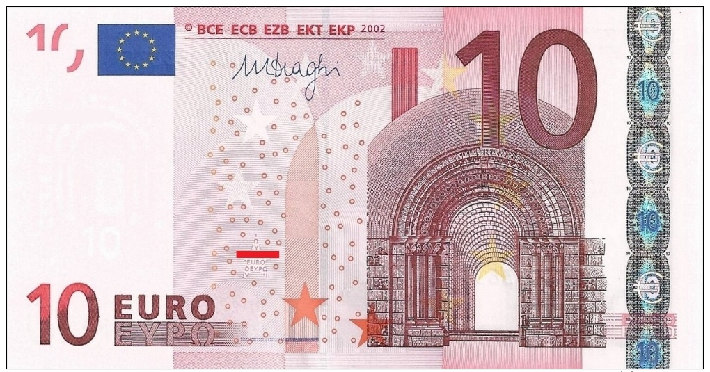 EURO GERMANY 10 X DRAGHI E007 UNC - 10 Euro