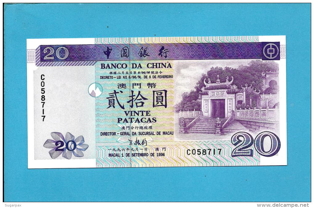 MACAO MACAU - 20 PATACAS - 1.09.1996 - P 91 - UNC. - Portugal - Macao