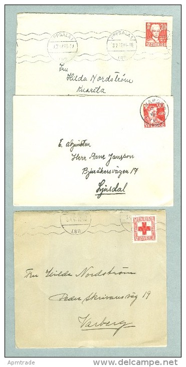 Sweden. 3 Different Covers. Postal Used. 1940es. - Lettres & Documents