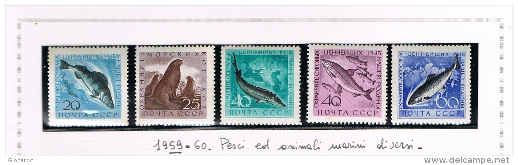 URSS -  / 1959  FISHERIES PROTECTION (COMPLET SET OF 5 DIFFERENT STAMPS) - MINT/UNUSED **/*   RIF. CP - Nuevos