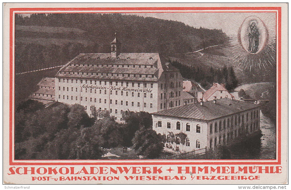 Litho Werbekarte AK Schokoladenwerk Himmelmühle Fabrik Bei Wiesenbad Wolkenstein Zschopau Annaberg Marienberg Wiesa - Wolkenstein