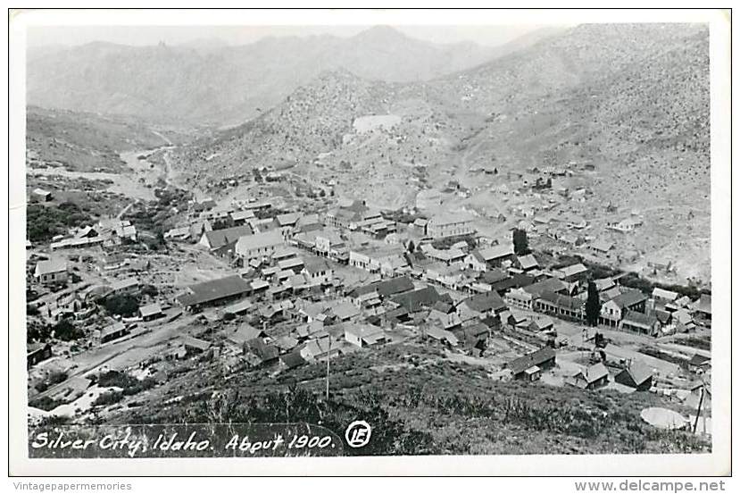 199639-Idaho, Silver City, RPPC, Panorama Town View About 1900, Reproduction - Andere & Zonder Classificatie